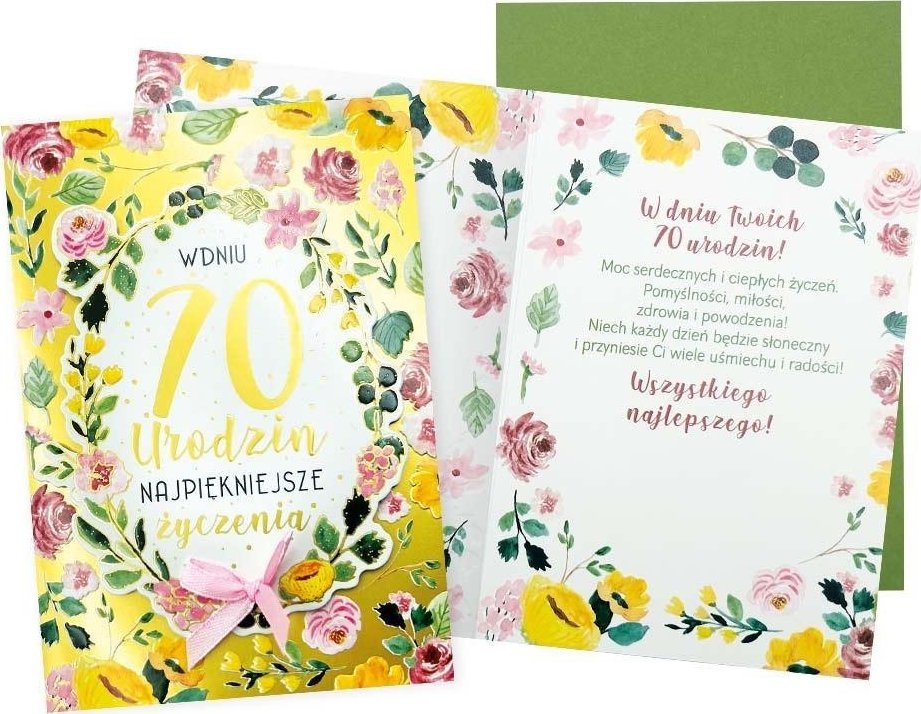 Karnet B6 Urodziny 70 (kwiaty)