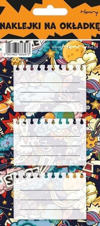 HENRY Naklejki na zeszyty - Kosmos (12szt)