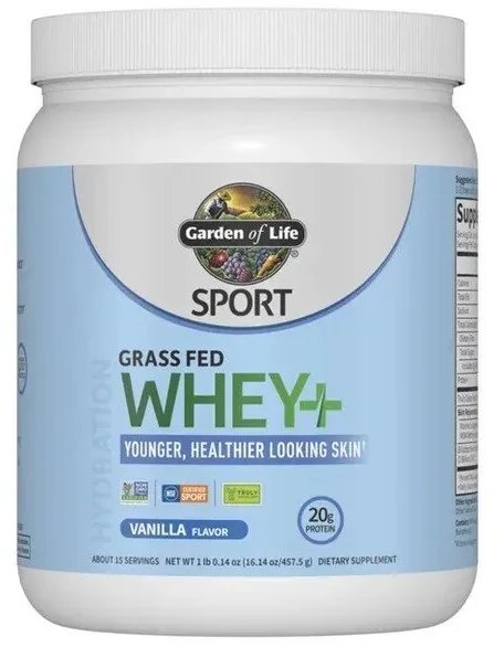 Garden of Life - Odżywka Białkowa Sport Grass Fed Whey+ Skin, Wanilia, Proszek 457g