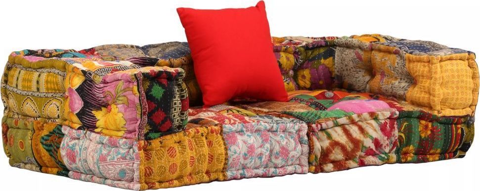 vidaXL 2-osobowa modułowa sofa z podłokietnikami, patchworkowa