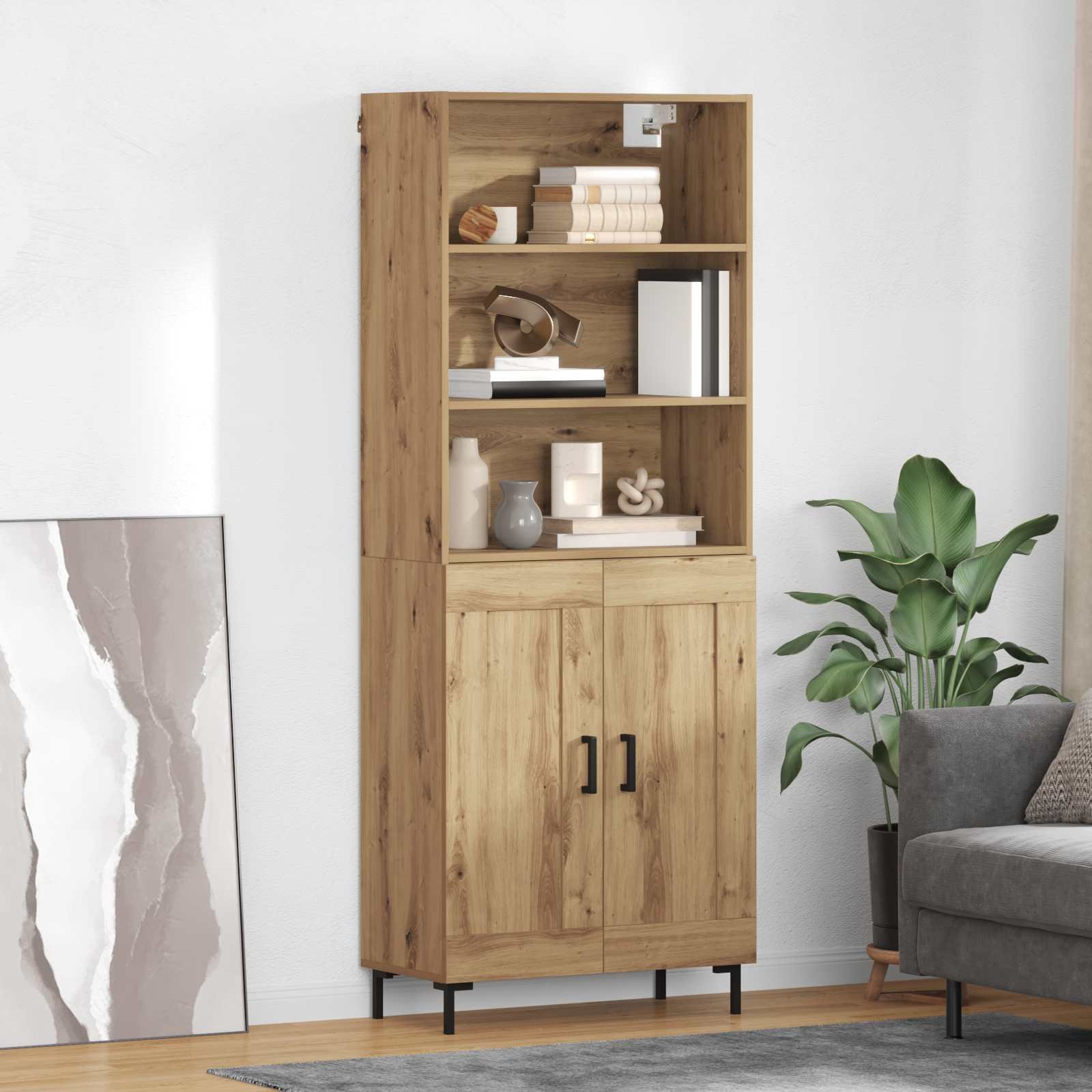 vidaXL Highboard Dąb rzemieślniczy 69,5 x 34 x 180 cm