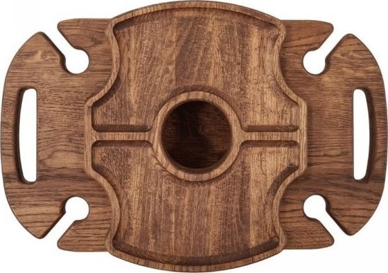 Dębowy stoliczek śniadaniowy z dodatkową tacką - ciemny dąb nr16