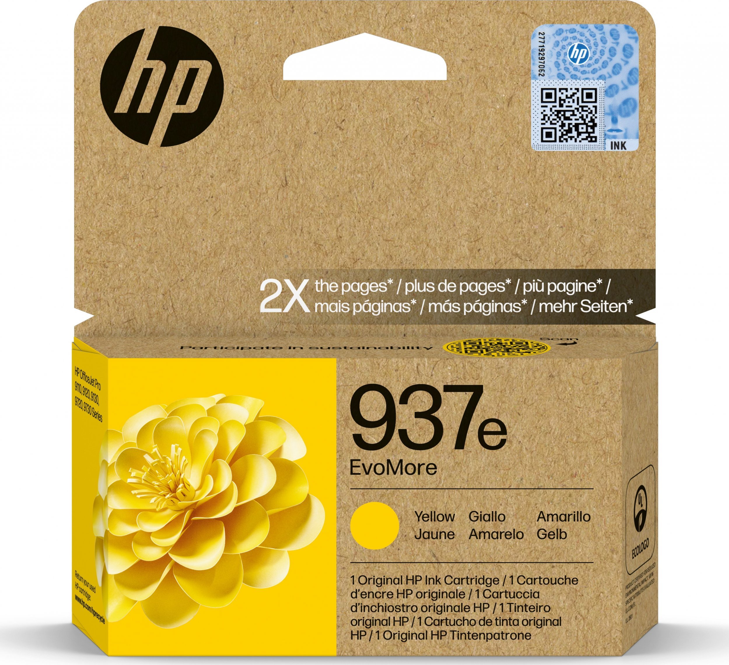 HP INC Atrament 937e EvoMore Yellow Original Ink Cart