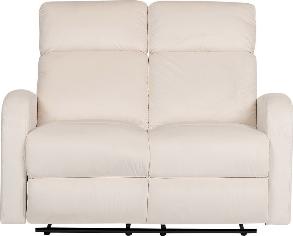 Beliani Sofa 2-osobowa welurowa z manualną funkcją relaksu biała VERDAL