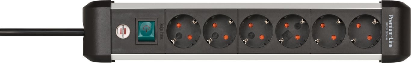 Kabel zasilający Brennenstuhl Brennenstuhl 1391030600 rozgałęziacz 3 m 6 x gniazdo sieciowe Wewnętrzna Czarny, Srebrny