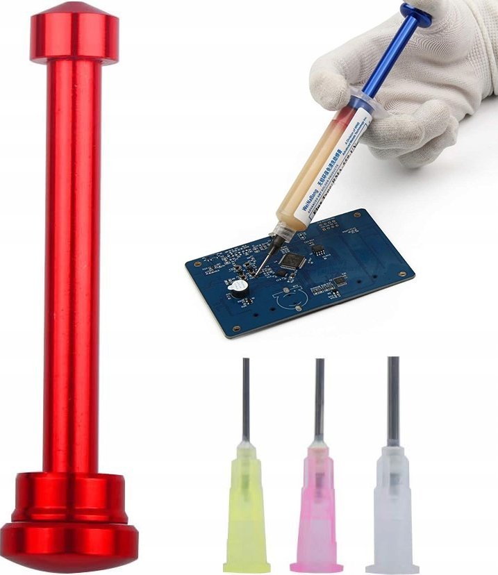 Rosfix WYCISKACZ TŁOCZEK DO STRZYKAWKI + 3X IGŁA NA TOPNIK DO LUTOWANIA FLUX HQ