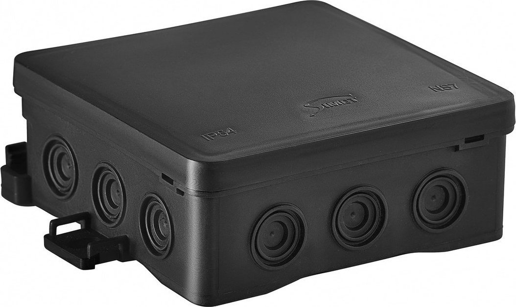 Simet Puszka naścienna 100x40x100mm z dławnicą zintegrowaną samozatrzaskowa seria FASTBOX&ampHOOK czarna IP54 NS7 35349107