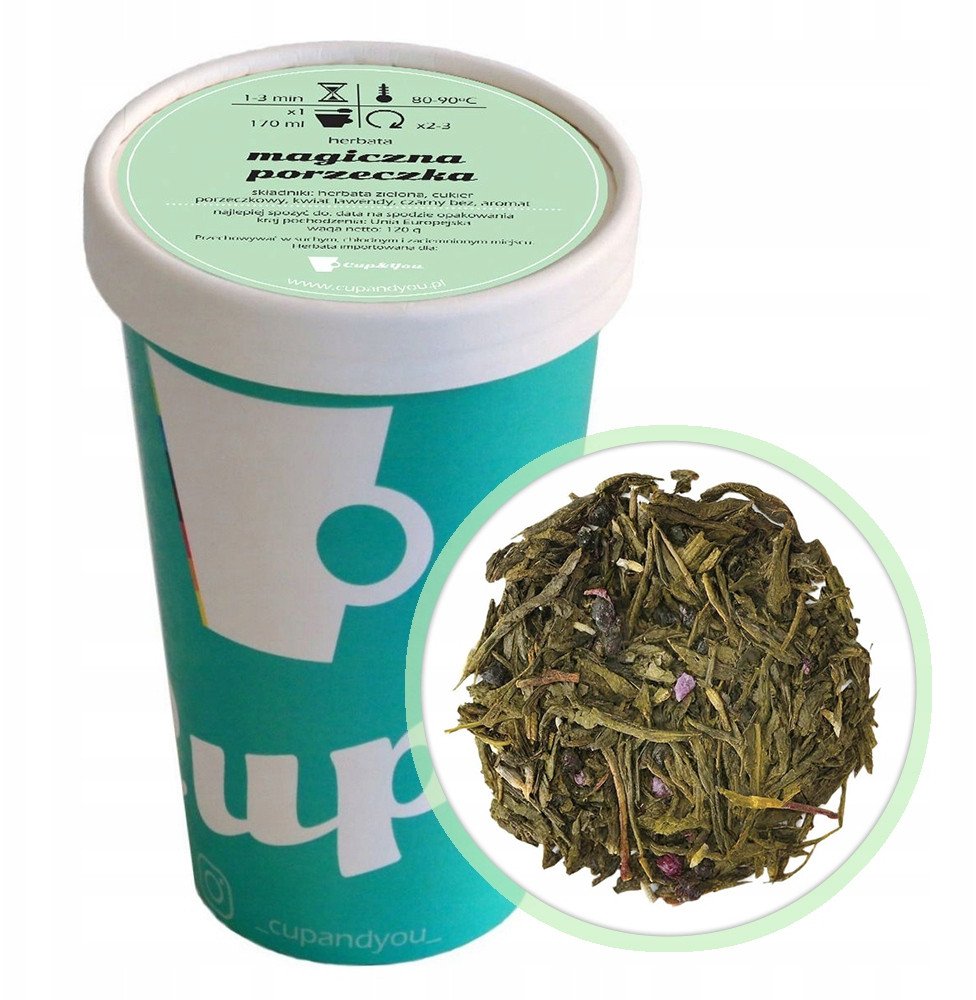 Herbata zielona MAGICZNA PORZECZKA sypana czarny bez kwiat lawendy upominek - herbata liściasta sypana mieszanka napar susz