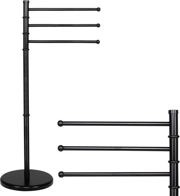 Springos Uchwyt łazienkowy na ręczniki 3-ramienny, stojak obrotowy czarny UNIWERSALNY