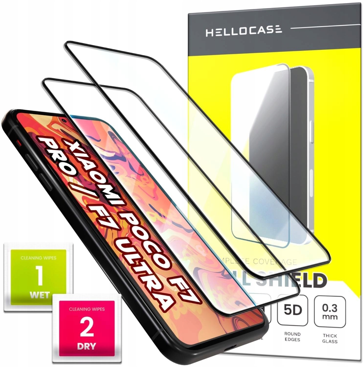 2-PAK Szkło Hartowane Do Xiaomi Poco F7 Pro / F7 Ultra (Pełne, 5D, Szybka)