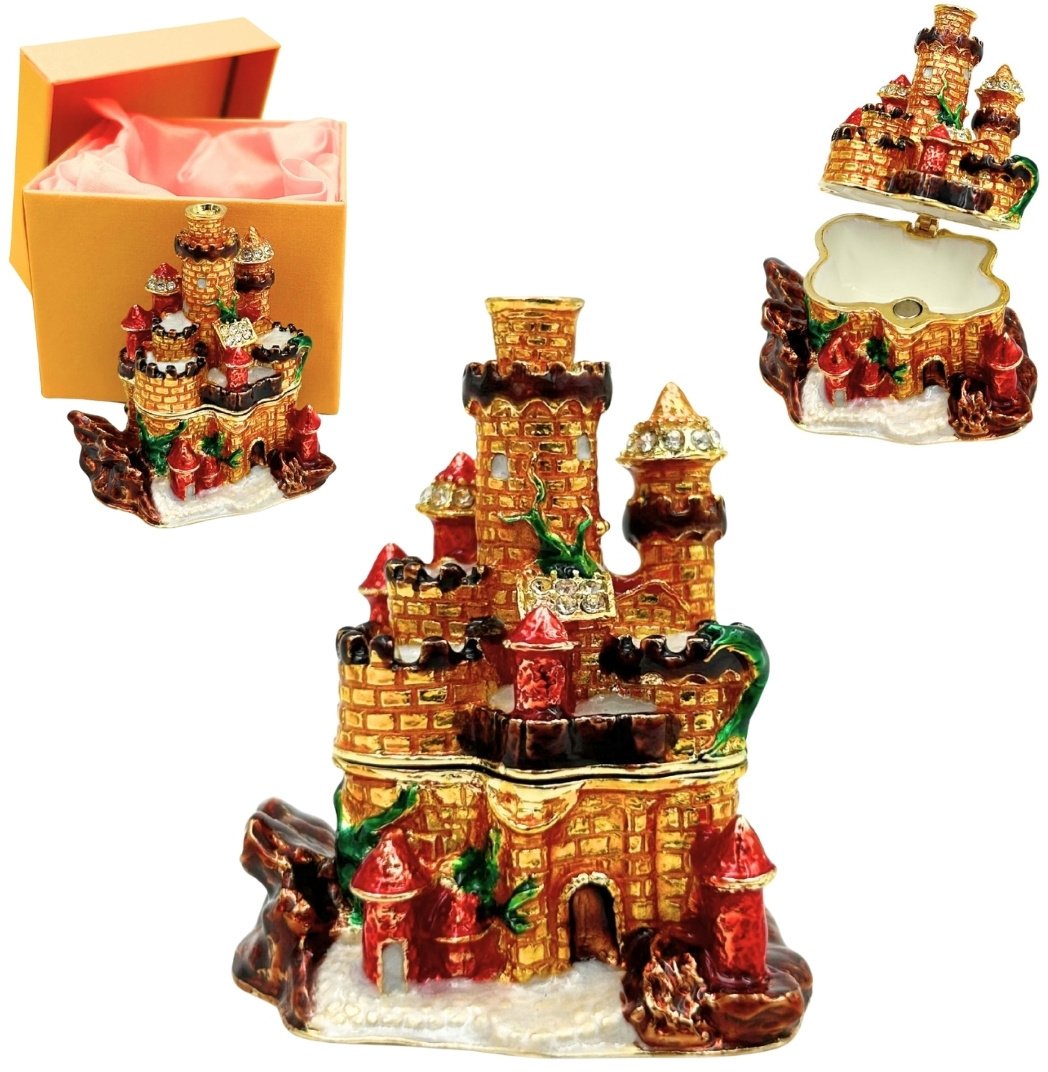 Skrzynkazdrewna Pudełeczko Szkatułka na Biżuterię Zdobione Kryształkami Zamek HX580