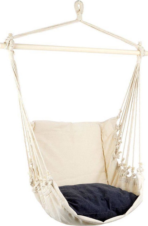 ProGarden Hamak brazylijski fotel podwieszany huśtawka beżowa poducha grafitowa