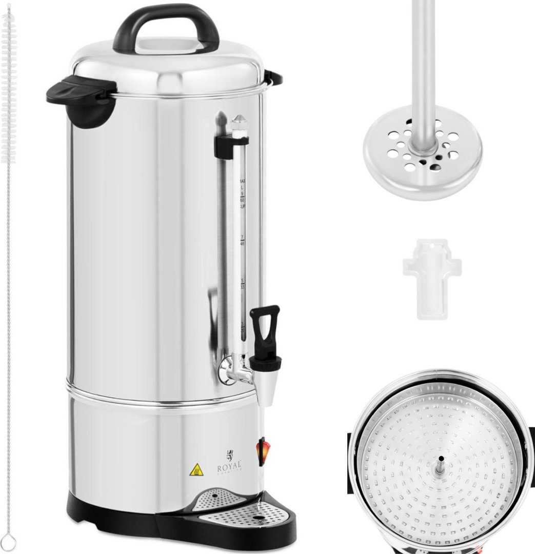 Royal Catering Zaparzacz zaparzarka do kawy herbaty z kranem i tacką ociekową 1200 W 9 l