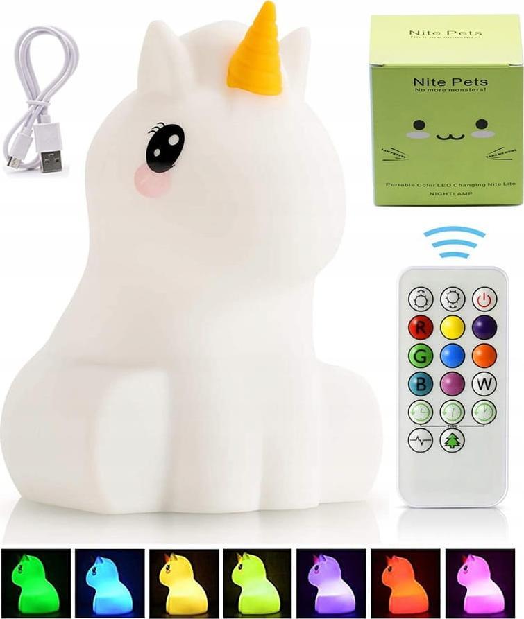 Zenwire LAMPKA NOCNA DLA DZIECI JEDNOROŻEC LED SILIKONOWA