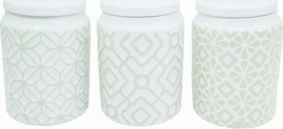 Maestro ZESTAW 3 POJEMNIKÓW CERAMICZNYCH NA KAWĘ, HERBATĘ I CUKIER MAESTRO MR-20033-03CS