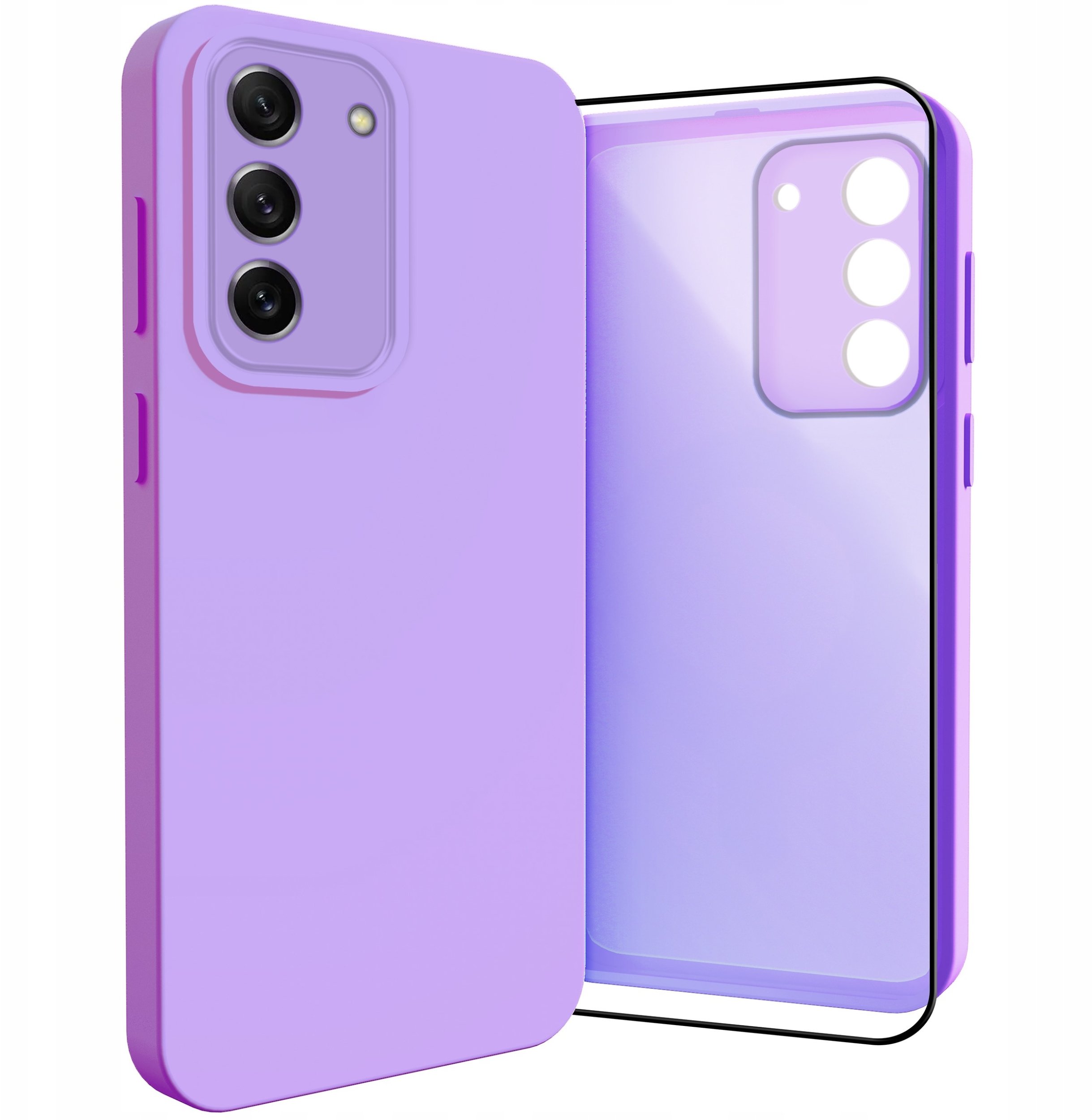 Etui do Samsung Galaxy S21 FE (Osłona Kamery, Fioletowe, Plecki) Szkło 9H