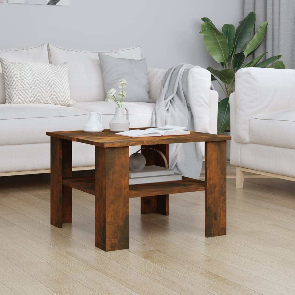 vidaXL vidaXL Stolik kawowy, przydymiony dąb, 60x60x42 cm