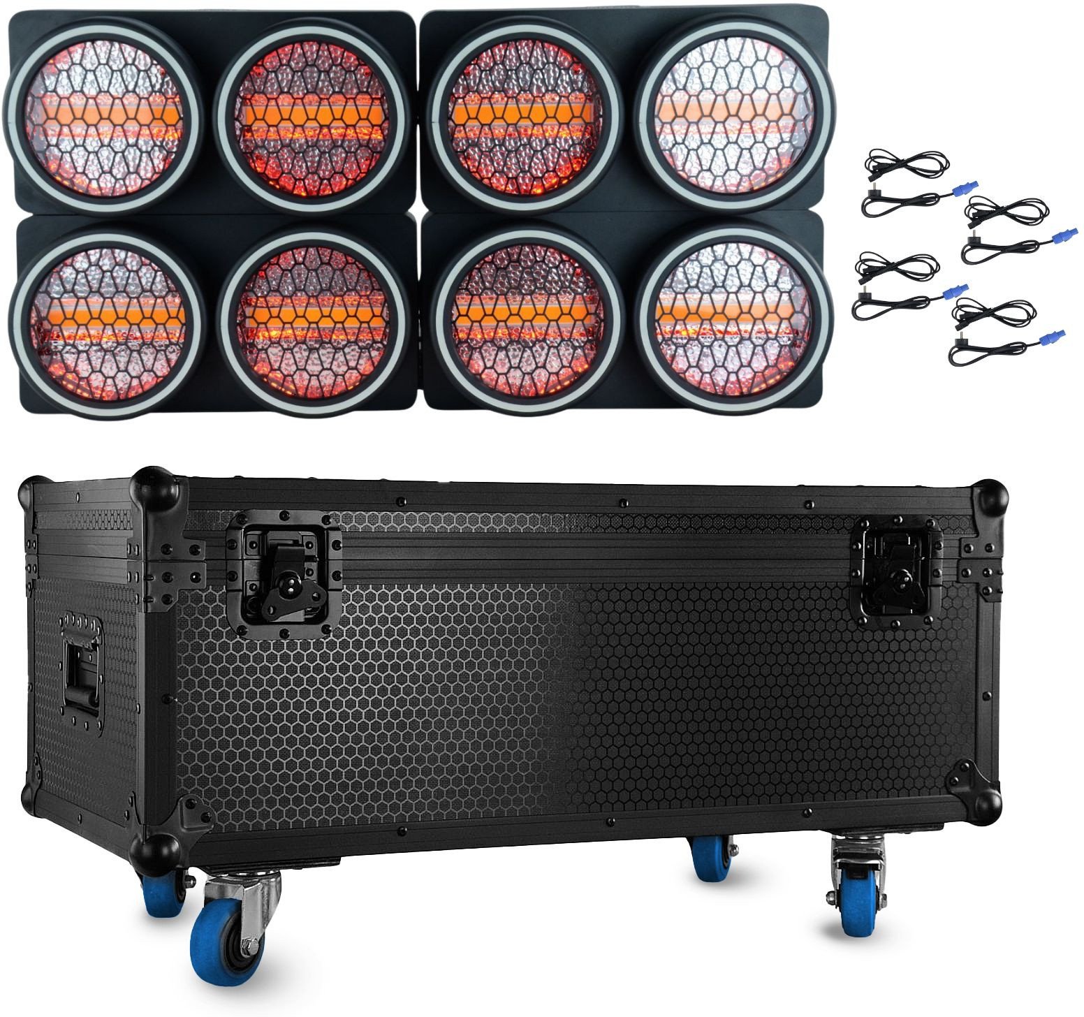 Zestaw: 4x reflektor retro LED RGB COB Lucendi R2 + Case one size