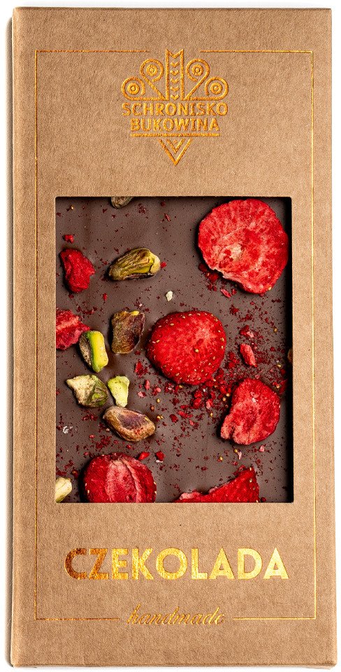Schronisko Bukowina Czekolada mleczna z pistacjami i truskawkami 100g -
