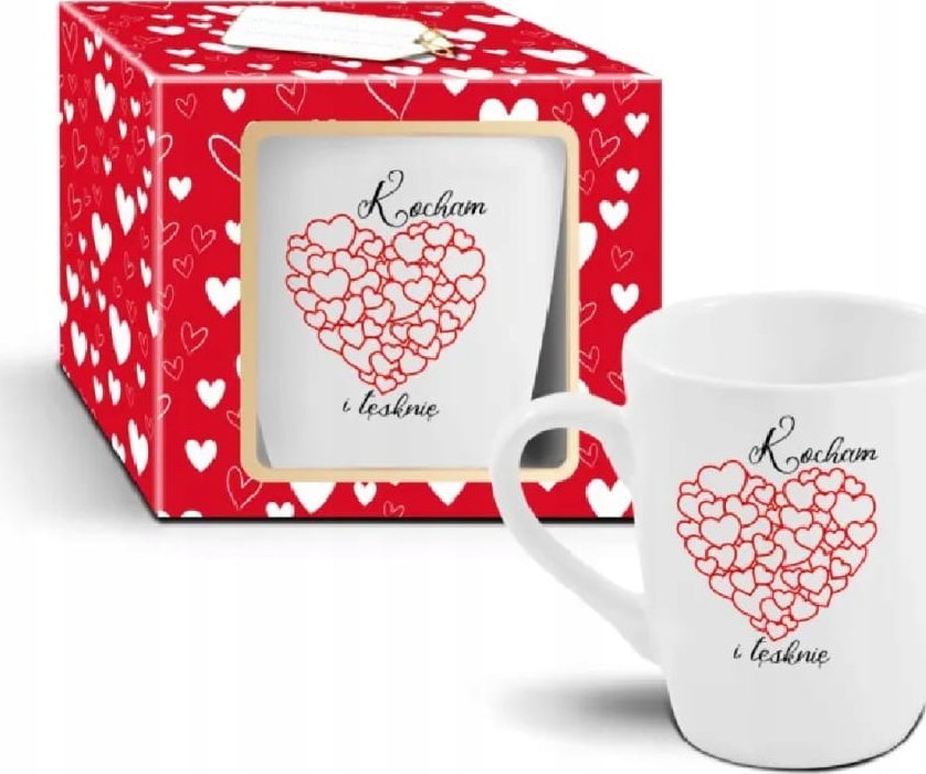 Domos Kubek walentynkowy biały z napisem na prezent 300ml