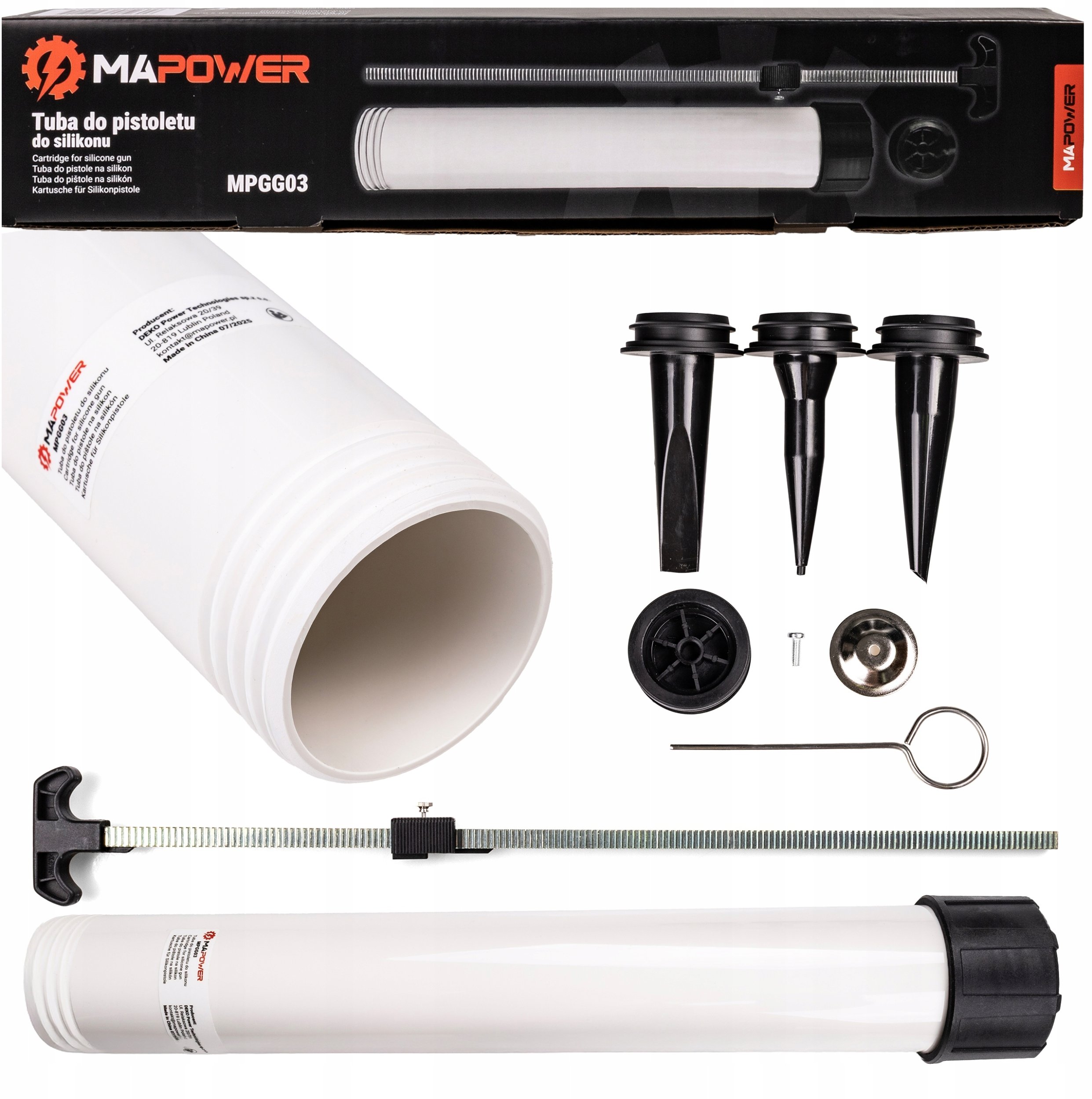 TUBA WYCISKACZ APLIKATOR 600 ML DO MAS KIEŁBASEK DO PISTOLETU DO SILIKONU