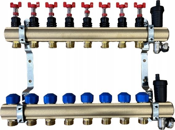 Kisan Kisan rozdzielacz 1" do ogrzewań płaszczyznowych i grzejnikowych z wyjściem 3/4" o standardzie Eurokonus KRPTp 8 KRPTP08.20.12