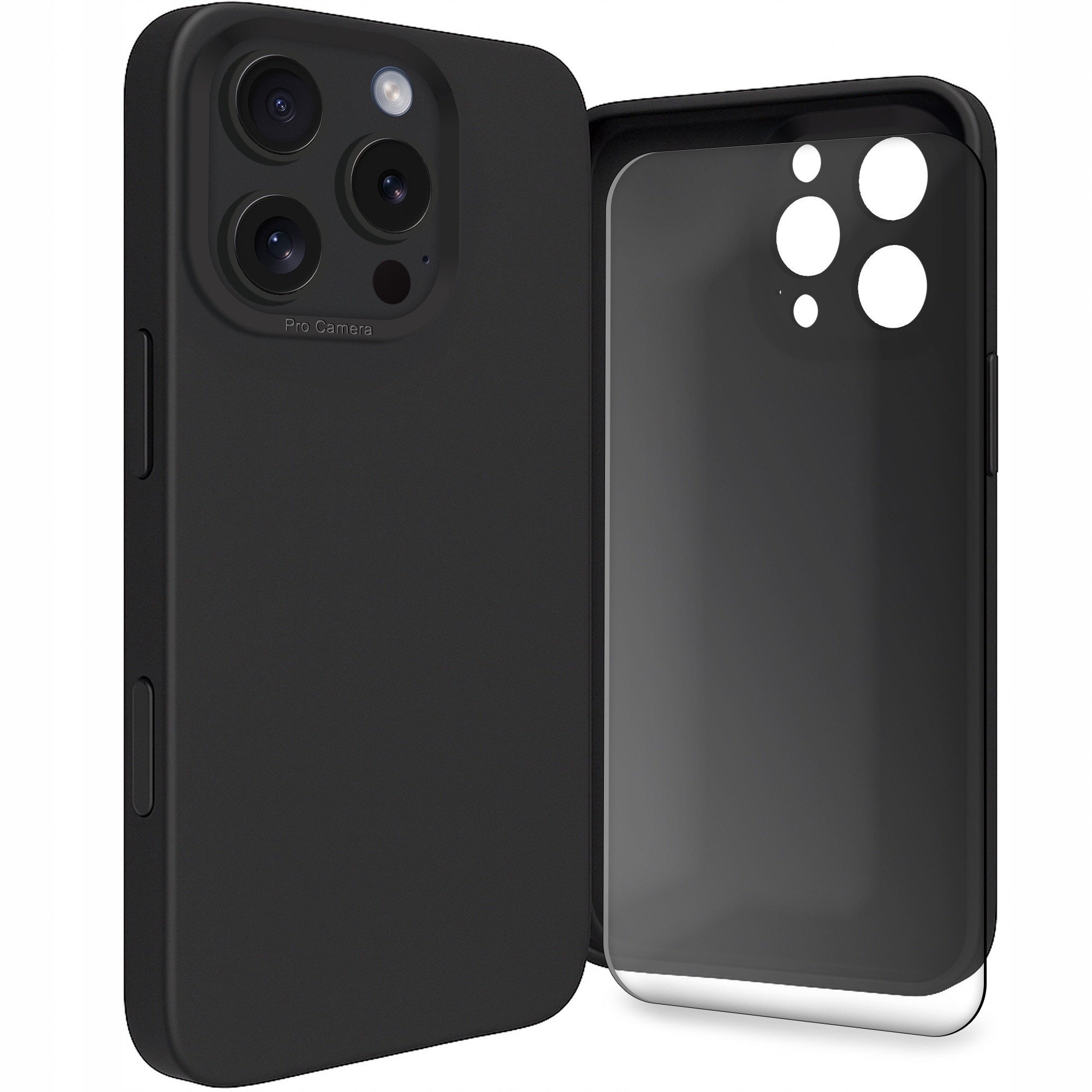 Etui do Apple iPhone 16 Pro (Osłona Kamery, Czarne, Plecki, Case) Szkło