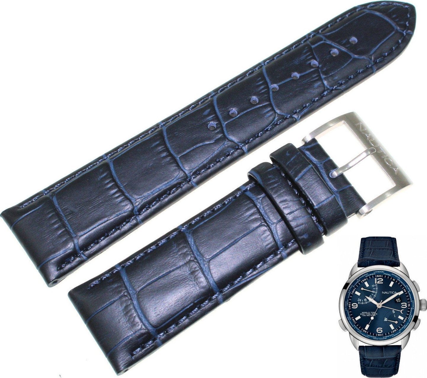 Nautica Skórzany pasek do zegarka Nautica NAI19507G 24 mm