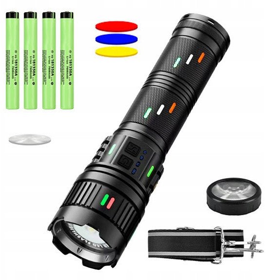 Latarka Medialove Duża Latarka dalekosiężna M2 LED 30400mAhZoom