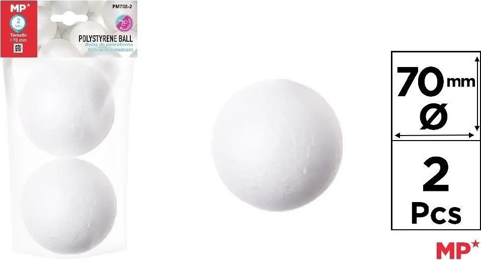 LeanToys Kulki styropianowe do zdobienia 70mm 2szt