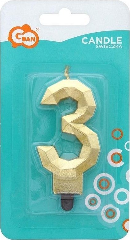GoDan Świeczka Cyfra 3 Diament 7.6cm