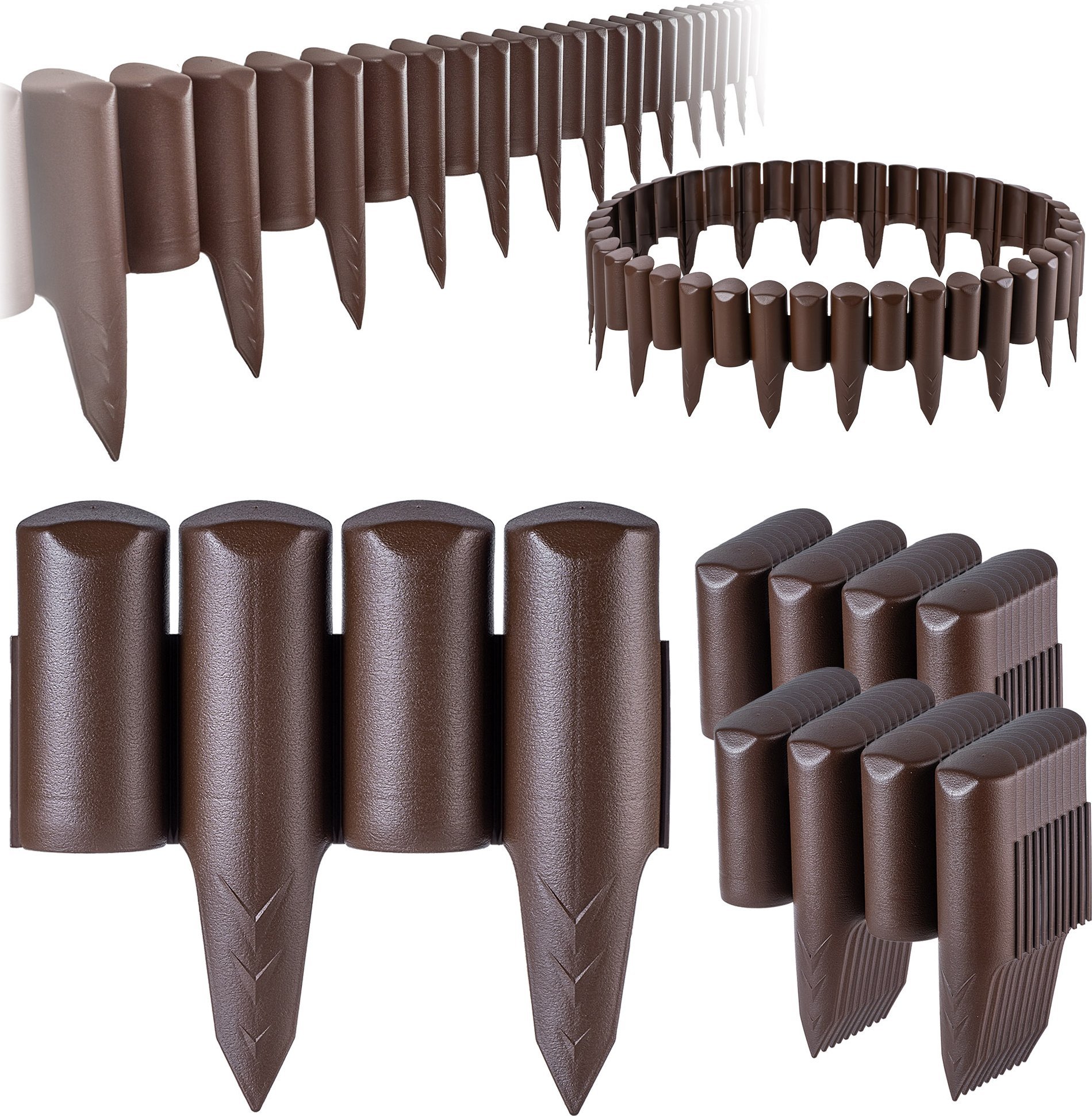 Kadax Palisada Ogrodowa Obrzeże Płotek 5m Trawnikowy Obrzeża Brązowa Plastikowa