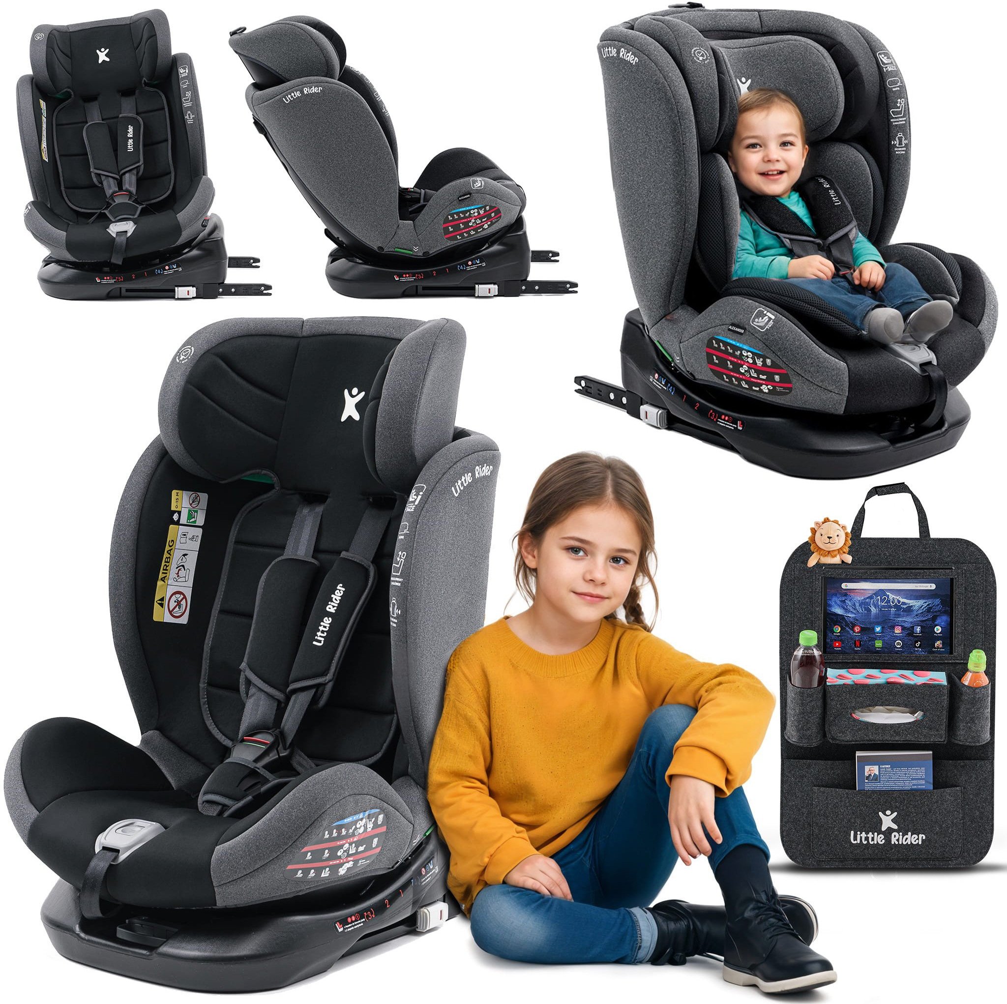 Fotelik samochodowy KinderKraft FOTELIK SAMOCHODOWY obrotowy 360 czarno-szary 40-150 CM i-Size R129 ISOFIX