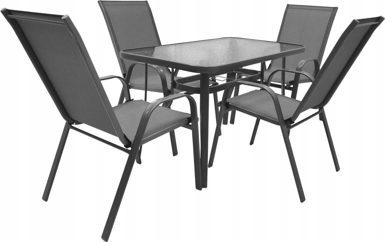 Majorka Zestaw mebli ogrodowych na taras stół i krzesła dla 4 osób Majarka szary