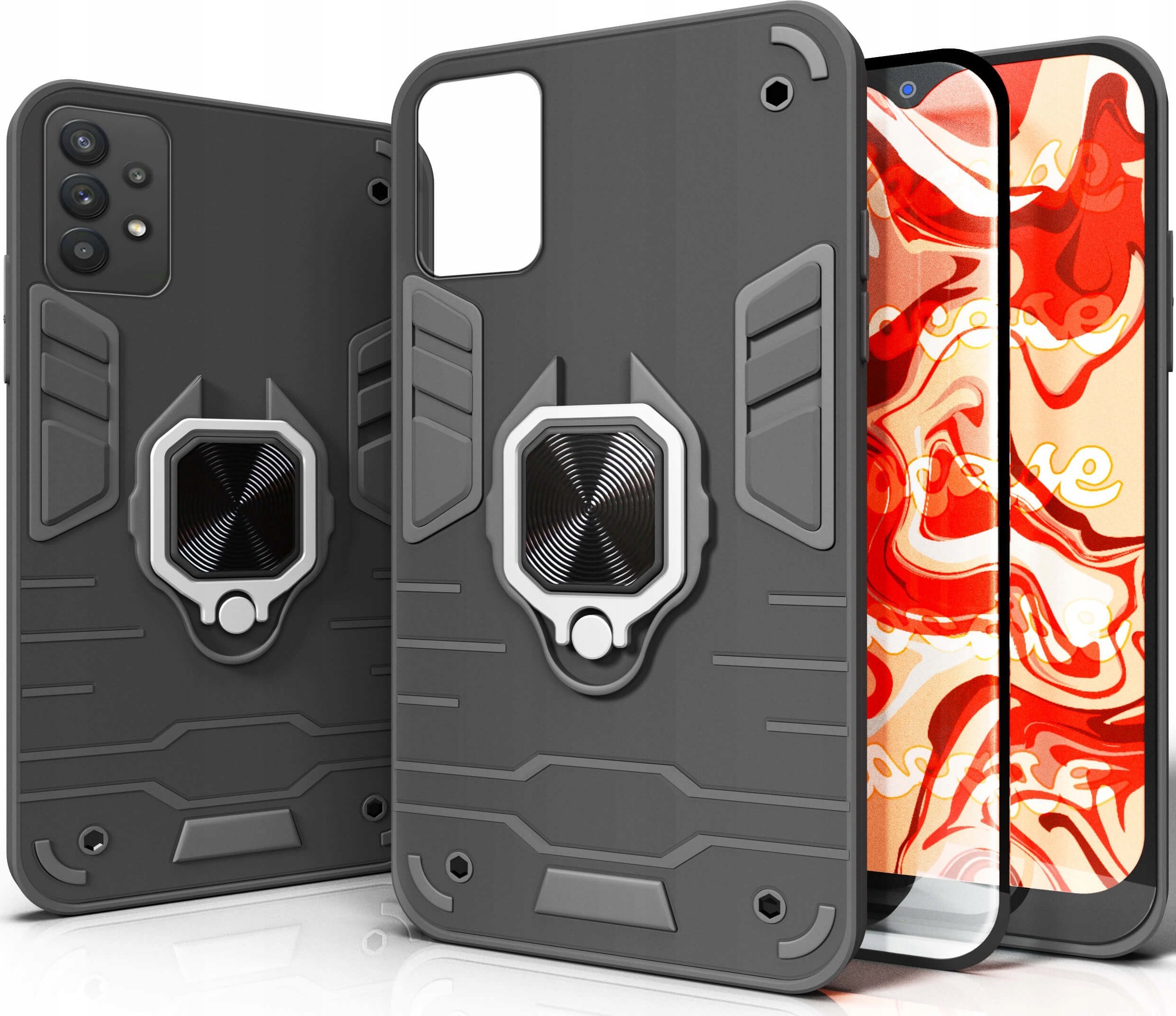 Hello Case ETUI PANCERNE DO SAMSUNG GALAXY A32 5G CZARNE OBUDOWA ARMOR HOLDER SZKŁO