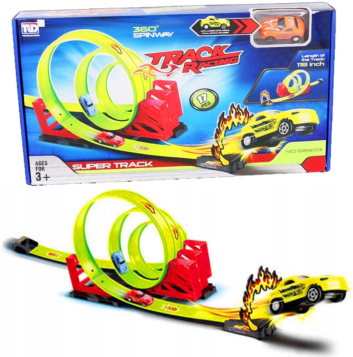 Tor Wyścigowy Samochodowy Inercyjny Dla Dzieci 300 cm + Auto