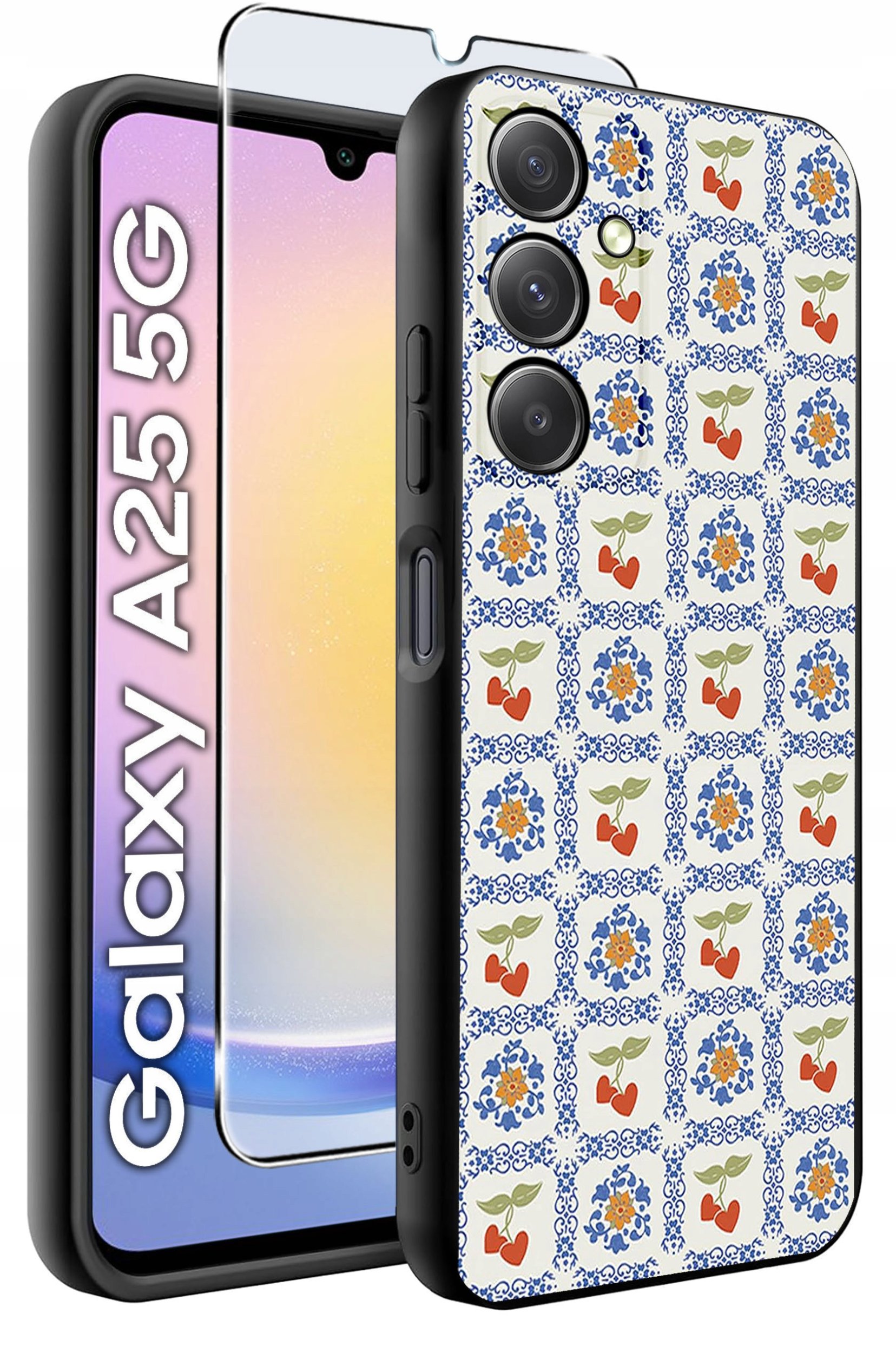 ETUI do Samsung A25 5G WZORY | SILIKONOWE MATT CASE + SZKŁO HARTOWANE 9H