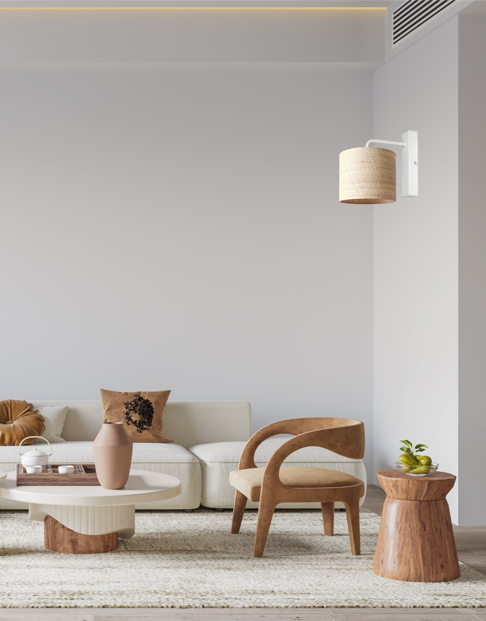 Kinkiet Solar Kinkiet ścienny biały pojedynczy BOHO rattan