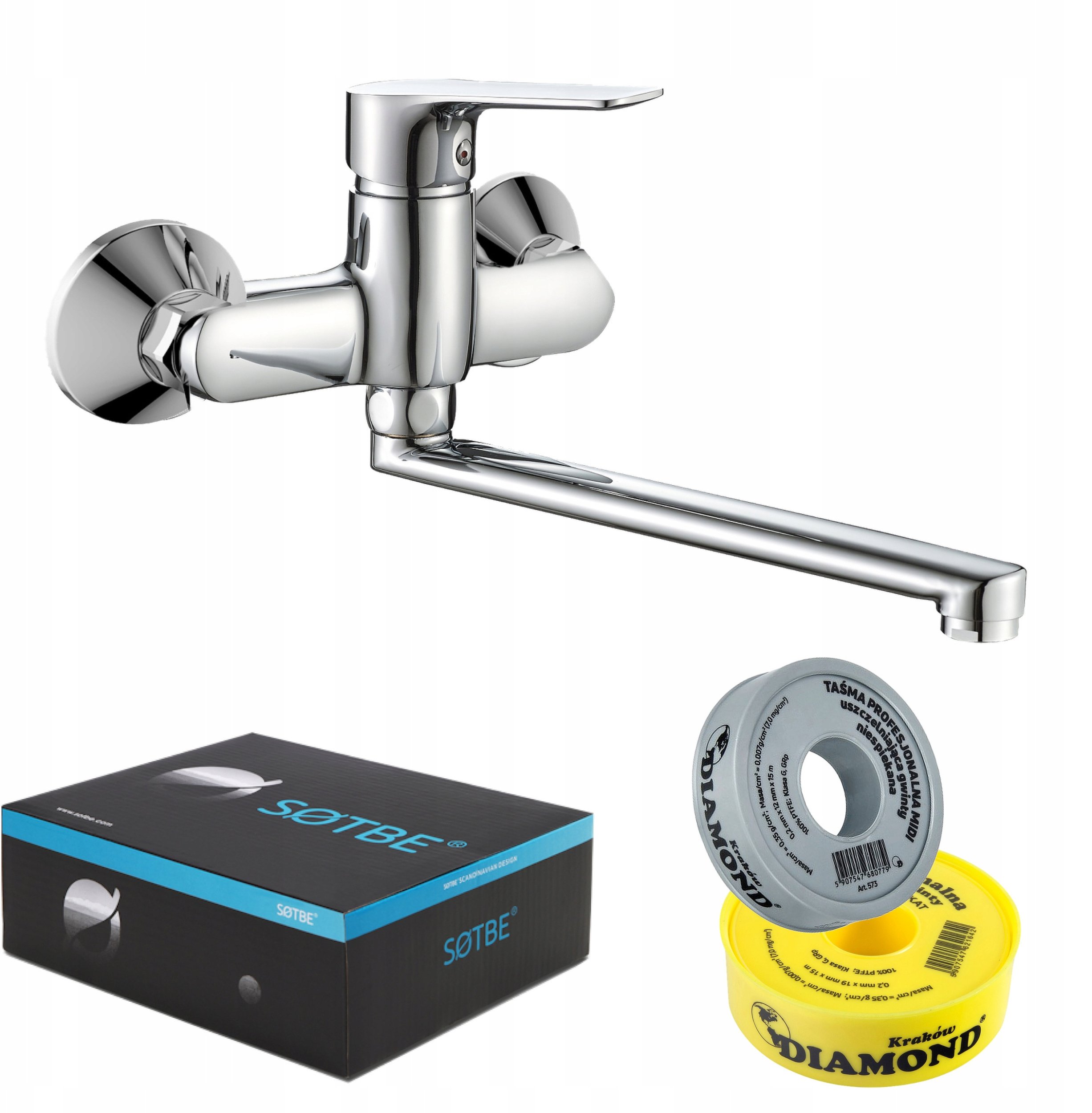 Bateria kuchenna ścienna Kran kuchenny do zlewu do kuchni na ścianę Armatura kuchenna Długa ruchoma wylewka 30 cm