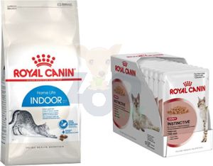 Royal Canin ROYAL CANIN Indoor 10kg karma sucha dla kotów dorosłych, przebywających wyłącznie w domu + saszetka (sos) Instinctive 12x85g