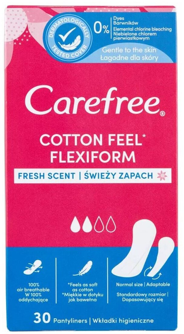 Carefree Cotton Wkładki higieniczne Flexifresh 30szt.
