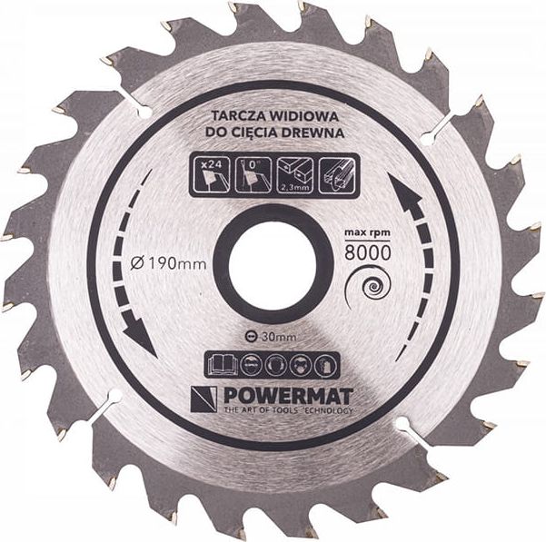 Powermat Tarcza widiowa do drewna Powermat (190 mm, 30 mm, 24 zęby)