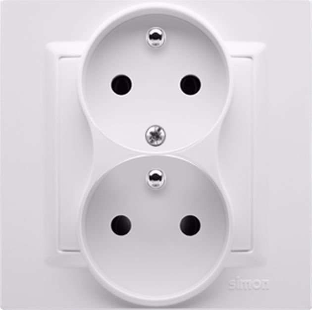 Kontakt-Simon Simon 10 Gniazdo podwójne z/u z funkcją niezmienności faz 16A 250V biały CGZ2T/11