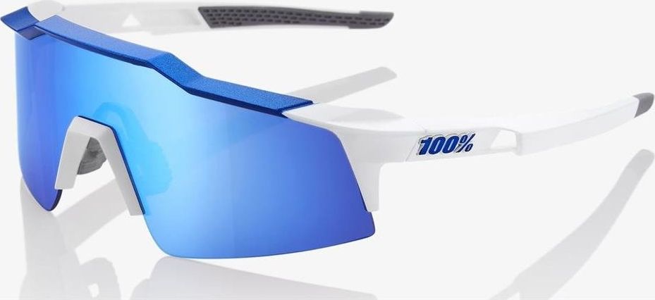 100% Okulary 100% SPEEDCRAFT SL Matte White/Metallic Blue - HiPER Blue Multilayer Mirror Lens (Szkła Niebieskie Lustrzane Wielowarstwowe, przepuszczal