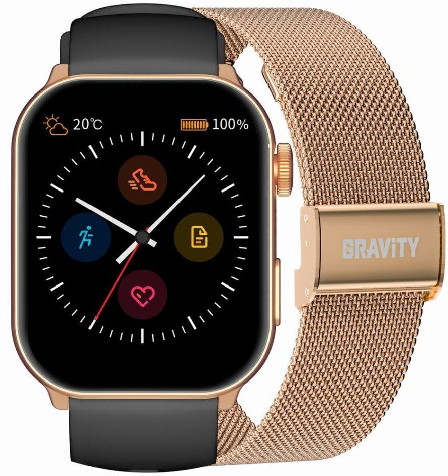Smartwatch Damski GRAVITY GT28-5 Pasek + Bransoleta Różowe złoto Czarny