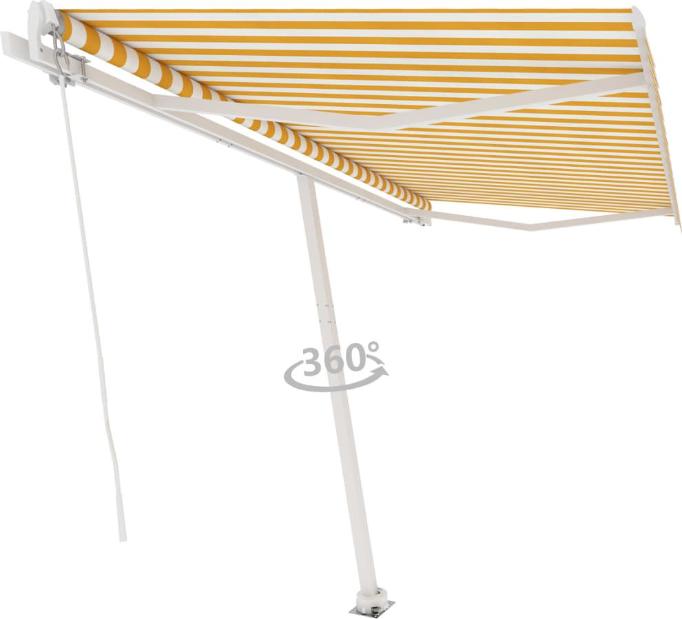 vidaXL Wolnostojąca, ręcznie zwijana markiza, 400x350 cm, żółto-biała