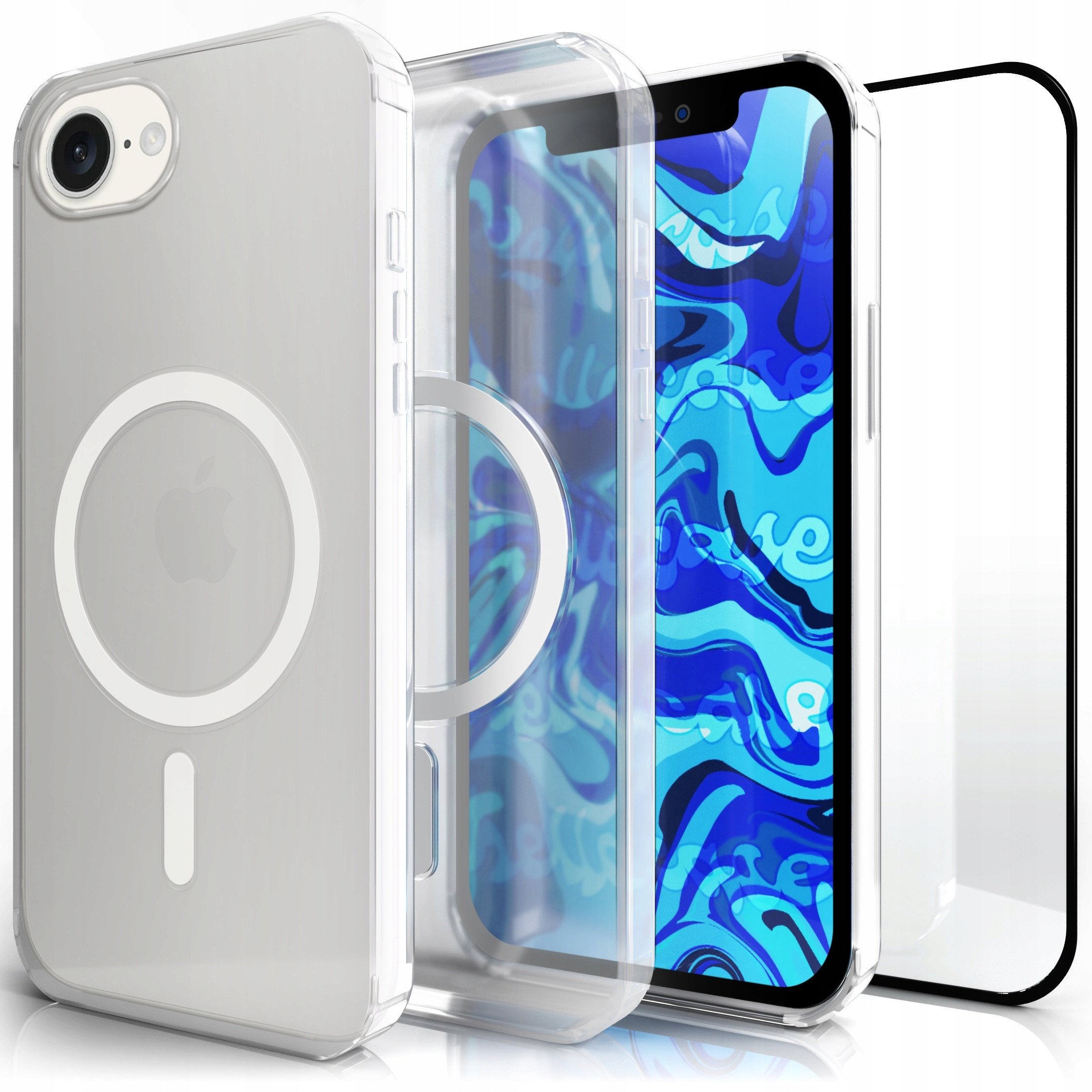 Etui Do Magsafe Do Apple iPhone 16e (Przezroczyste, Wzmacniane) Szkło 9H