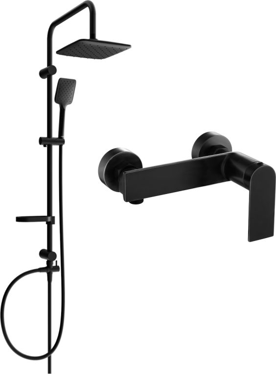 Zestaw prysznicowy Mexen Mexen Sven zestaw prysznicowy natynkowy z deszczownicą i baterią prysznicową Zero, czarny -71140262-70