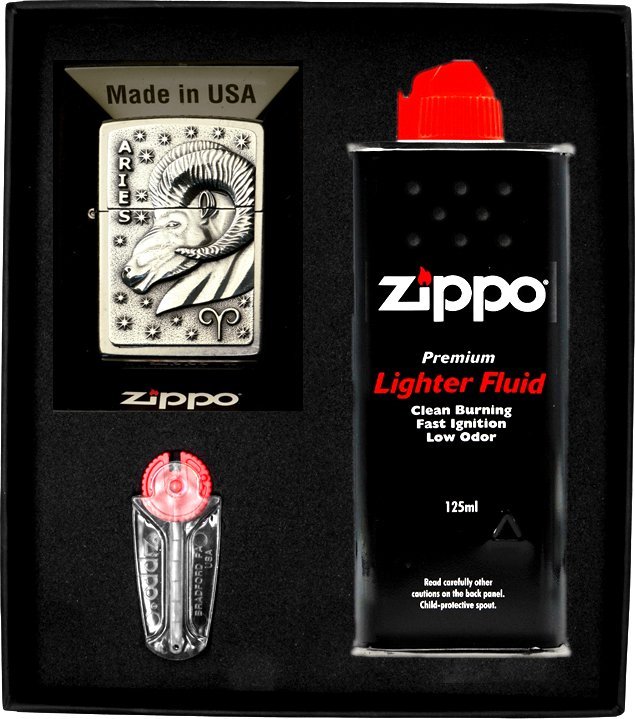 Zestaw ZIPPO Zapalniczka ZODIAC AIRES baran Prezentowy No1