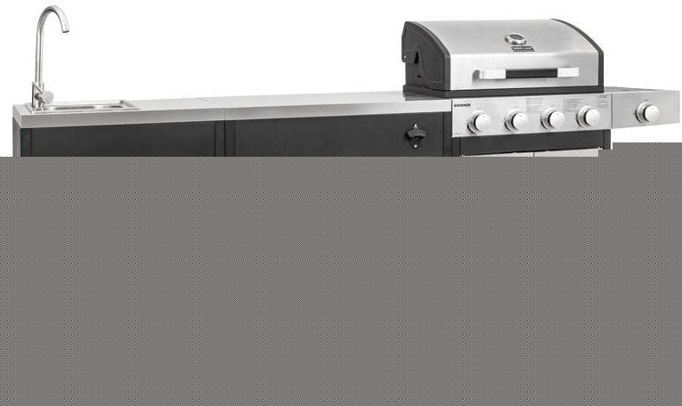 KUCHNIA GAZOWA BRENNER GRILL PREMIUM Z LODÓWKĄ, SZAFKĄ I KRANEM